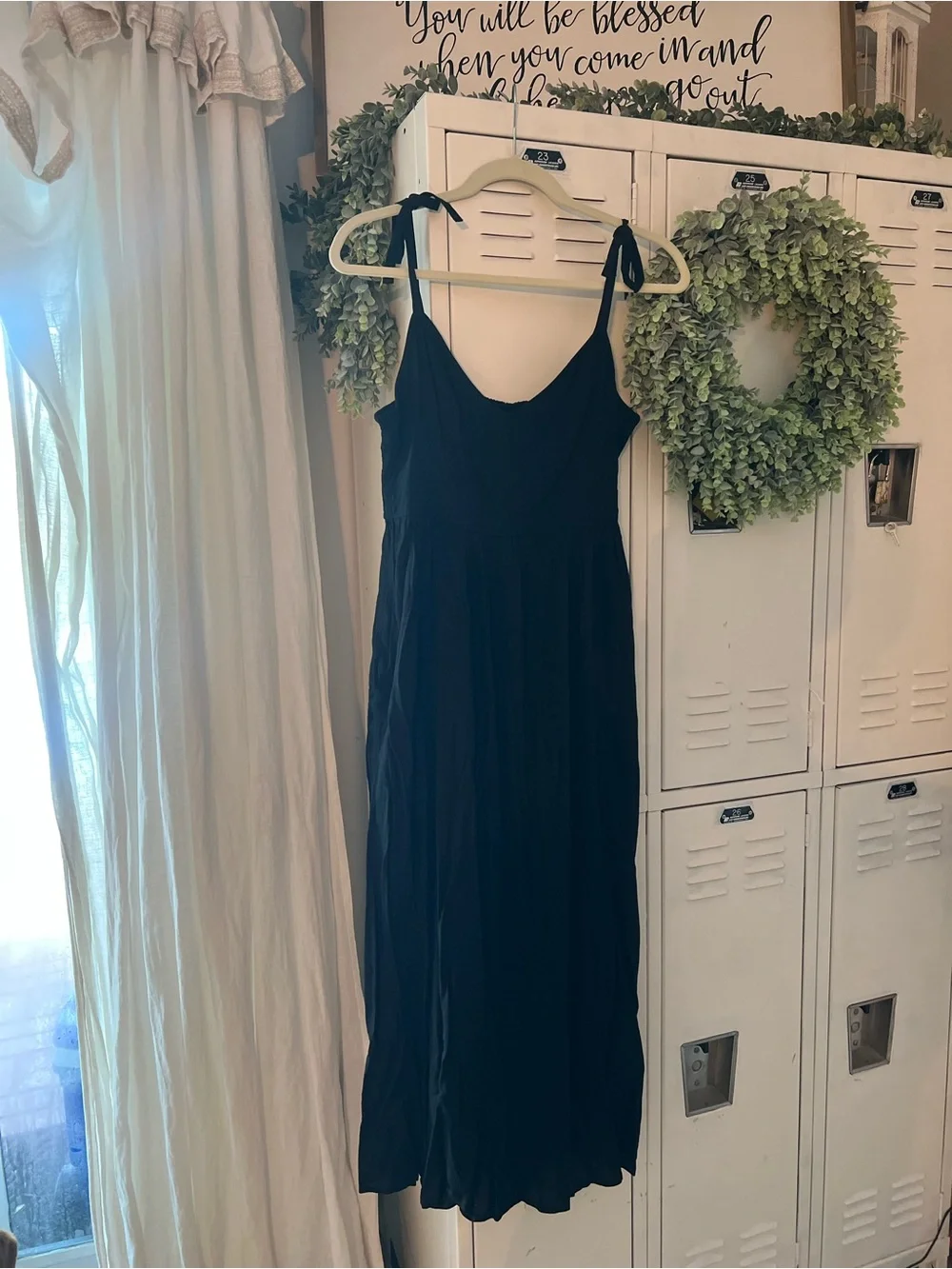NWT Classic Black Maxi Dress with Spaghetti Straps